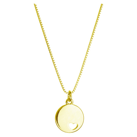 Evolution Group Pozlacený náhrdelník s přívěskem placička se srdíčkem 62006