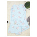 Trendyol Curve Light Blue Teddy Bear Patterned Knitted Pajama Set