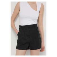 Kraťasy Tommy Jeans dámské, černá barva, hladké, high waist, DW0DW17775