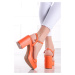 Oranžové sandály na hrubém podpatku Ashley