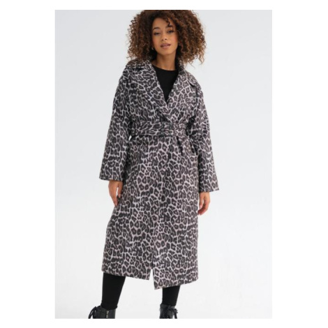 Šedý kabát MOSQUITO s leopardím vzorem
