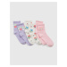 Sada tří párů holčičích vzorovaných ponožek ve světle fialové, krémové a růžové barvě GAP