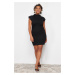 Trendyol Curve Black Fitted Gathered Detailed Mini Knitted Dress