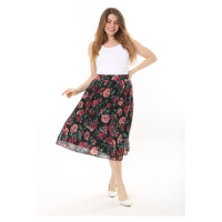 Şans Women's Plus Size Colorful Elastic Waist Lined Pleat Tulle Skirt