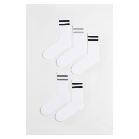 H & M - Balení: 5 párů ponožek - bílá H&M