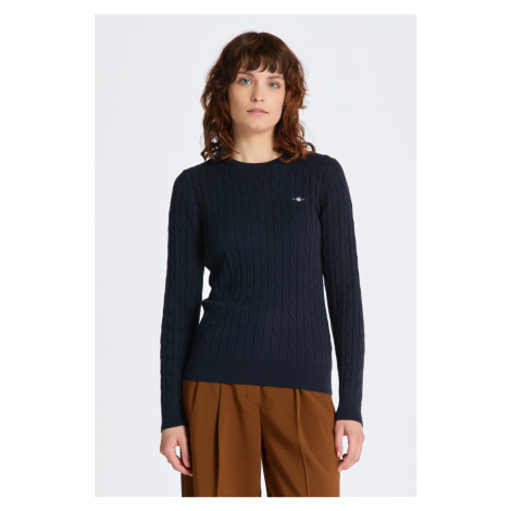 SVETR GANT STRETCH COTTON CABLE C-NECK modrá