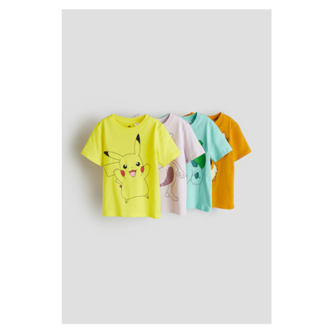 H & M - Balení: 4 trička's potiskem - žlutá H&M