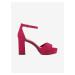 Tmavě růžové dámské sandály na podpatku v semišové úpravě Tamaris