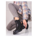 Pk Komfortní černé kotníčkové boty dámské na plochém podpatku ruznobarevne