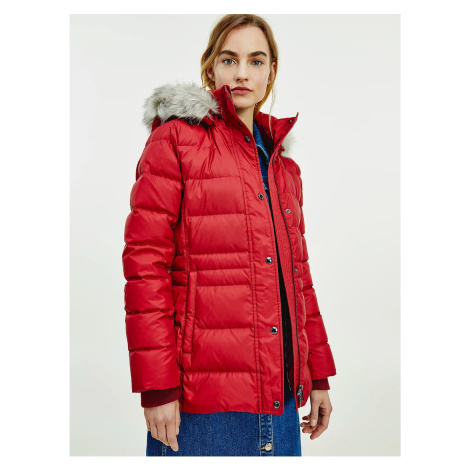 Červená dámská péřová zimní bunda Tommy Hilfiger