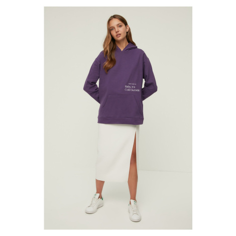 Trendyol Purple Boyfriend Hooded Rack Knitted Sweatshirt