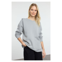 Trendyol Grey Thick Polar Fleece Inside Comfortable Cut Sleeve Detailed Knitted Sweatshirt