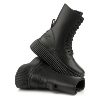 Kotníková obuv karl lagerfeld kreeper lo mid leg lace boot black lthr