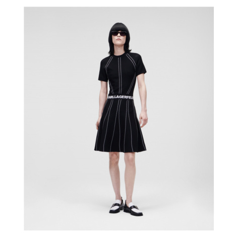 Šaty karl lagerfeld s/slv knitted logo dress černá