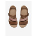 Tmavě hnědé dámské kožené sandály na klínku Keen