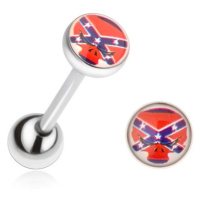 Ocelový piercing do jazyka, vlajka Konfederace, býk