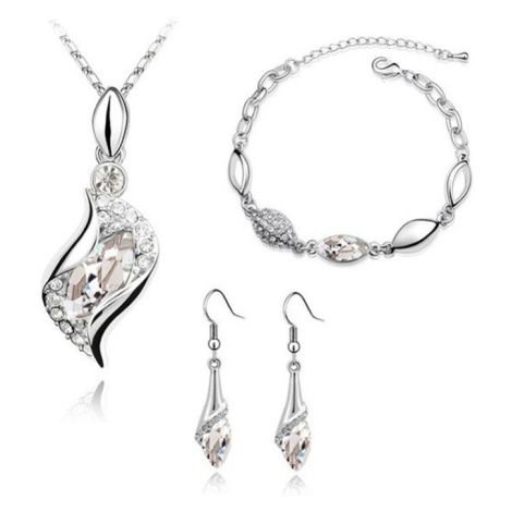 Sisi Jewelry Souprava náhrdelníku, náušnic a náramku Andělské slzy SET2002-NTSET41563(4) Bílá/či