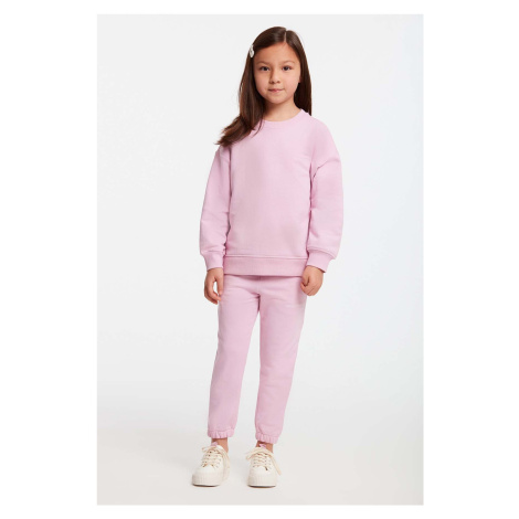 GRIMELANGE Jabor Girls Embroidered Crew Neck Comfort Pink Tracksuit Set