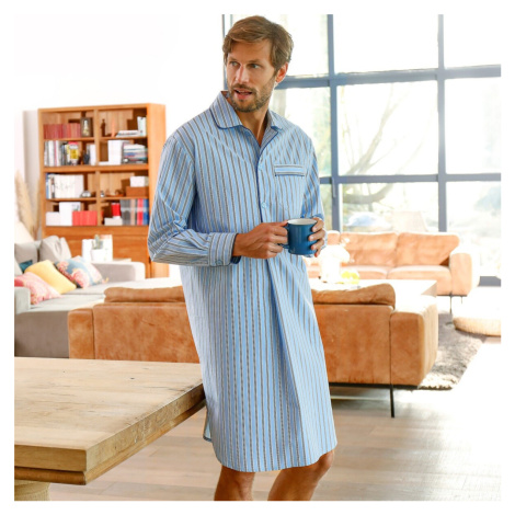Blancheporte Pruhovaná pyžamová košile, bavlněný flanel nebeská modrá
