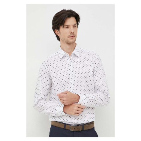 Košile BOSS pánská, bílá barva, regular, s klasickým límcem Hugo Boss