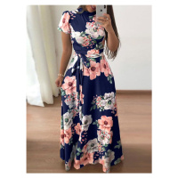 Květované maxi šaty ve stylu vintage s páskem