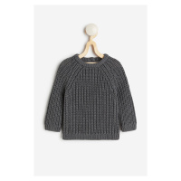 H & M - Bavlněný svetr z žebrovaného úpletu - šedá
