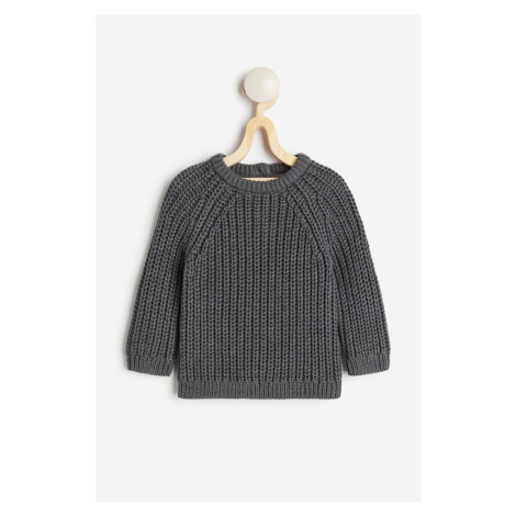 H & M - Bavlněný svetr z žebrovaného úpletu - šedá H&M