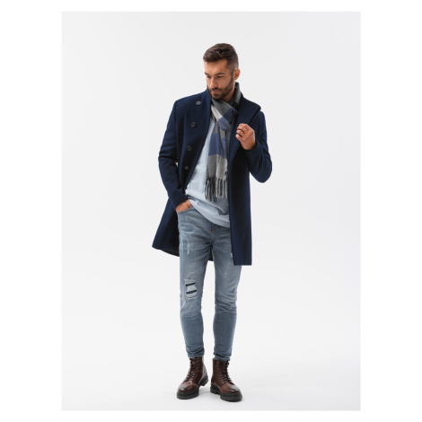Tmavě modrý pánský kabát Ombre Clothing C501