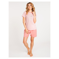 Dámské krátké bavlněné pyžamo model 17534709 Růžové - Yoclub