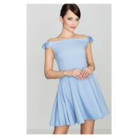 Modré šaty s mašličkami na ramenou K170 Blue Světle modrá