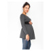 Be MaaMaa Těhotenská tunika s páskem, dlouhý rukáv Amina - grafit/pásek černý,vel. XS