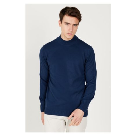 ALTINYILDIZ CLASSICS Men's Dark Blue Anti-Pilling Anti-Pilling Standard Fit Half Turtleneck Knit AC&Co / Altınyıldız Classics