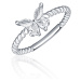 JVD Blyštivý stříbrný prsten s motýlkem SVLR0744XI2BI