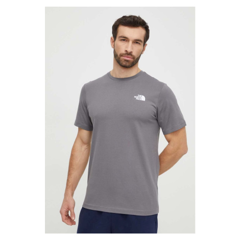 Bavlněné tričko The North Face M S/S Redbox Tee šedá barva, s potiskem, NF0A87NP0UZ1