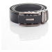 Men's leather belt with automatic black buckle