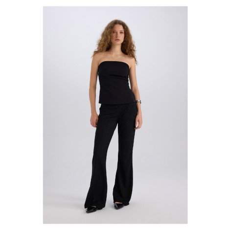 DEFACTO Flare Fit Straight Leg Long Length Crepe Trousers E1870ax24wn