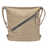 Střední světle hnědý kabelko-batoh 2v1 s šikmým zipem Malwine