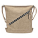 Střední světle hnědý kabelko-batoh 2v1 s šikmým zipem Malwine