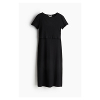 H & M - MAMA Žebrované šaty na kojení - černá
