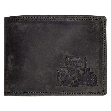 HL Luxusní kožená peněženka s traktorem - černá