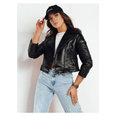 Černá dámská kožená bunda s prošíváním DStreet