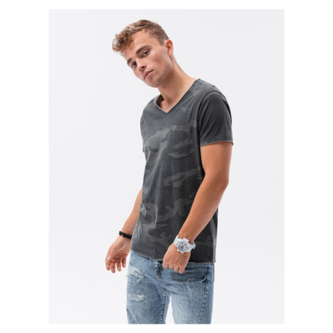 Pánské maskáčové tričko S1616 - tmavě šedé Ombre
