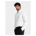 Classic men's SLIM FIT shirt in satin fabric - white V1 OM-SHOS-0176