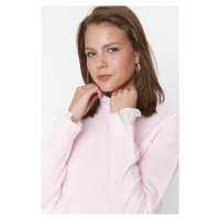 Trendyol Pink Sleeve Pearl Detailed Knitwear Sweater