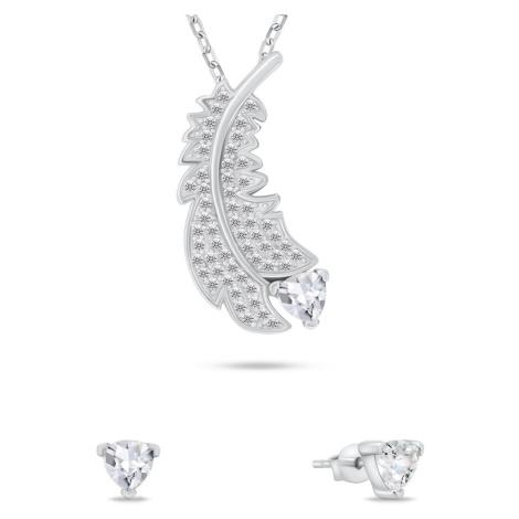 Brilio Silver Jemný stříbrný set šperků se zirkony SET242W (náušnice, náhrdelník)