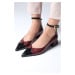 Mio Gusto Suzette Burgundy Color Patent Leather Pointed Toe Women's Low Heel Shoes