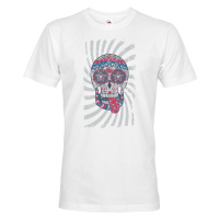 Pánské tričko s potiskem barevné lebky - originální a stylové tričko