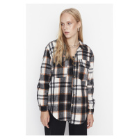 Trendyol Tall Woven Plaid Shirt in Black