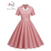 Retro kostkované šaty s límečkem, knoflíky a páskem 50s 60s