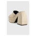 Semišové pantofle Pinko Margaux dámské, béžová barva, na podpatku, 100653 A0N8 C70